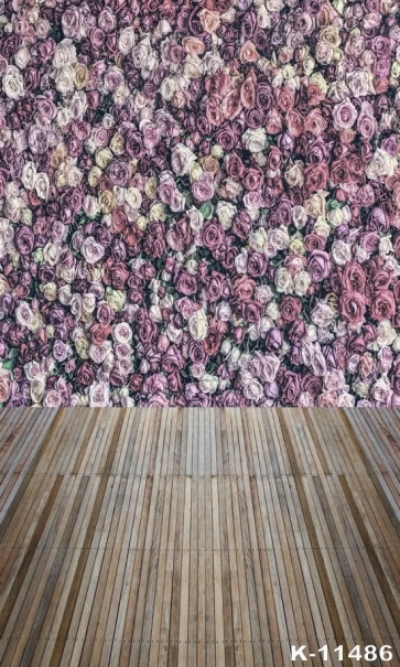 Roses Flowers Wall Real Wood Floor Wedding Photographs Backdrops