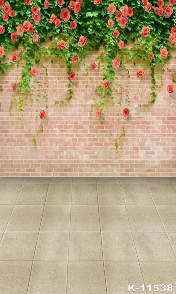 Red Brick Wall Plant Flower Backdrop Custom Background