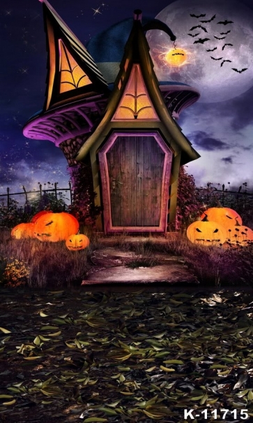  Floor Leaves Pumpkin Magic Hat Chalet Halloween Backdrops
