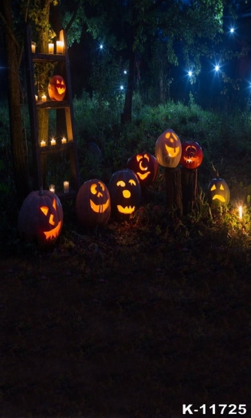  Scary Pumpkin Black Night Sky Tree Halloween Backdrops
