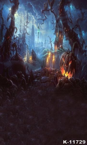 Scary Pumpkin Withered Tree Halloween Picture Backdrops