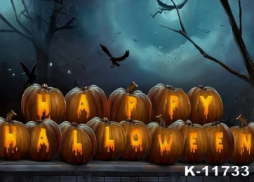 Happy Halloween Font Pumpkin Large Halloween Backdrops