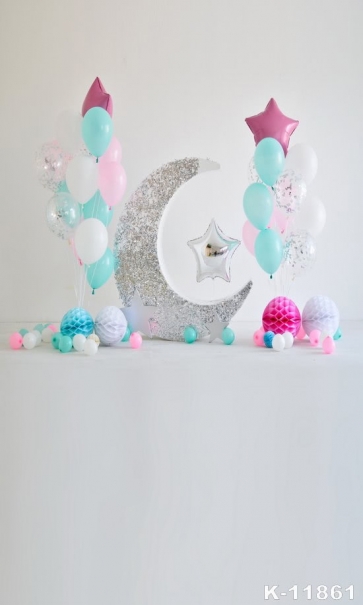 Colorful Balloon Pentagram Moon Baby Dream Backdrop photography Background 