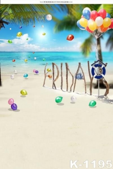 Summer Holiday Colorful Balloons Seaside Beach Picture Background