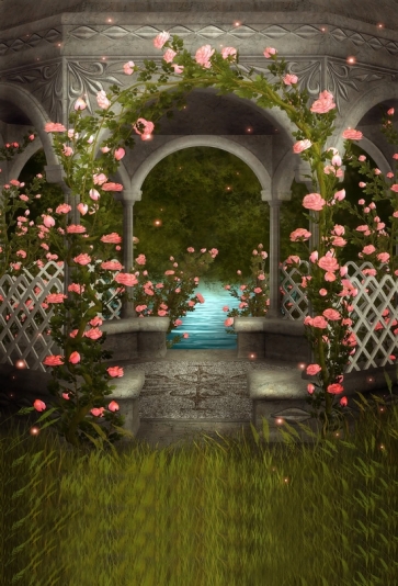 Retro Gazebo Flower Dream Romance Wedding Backdrop Studio Photography Background Prop