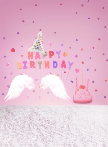 Pink Kid Baby Girl Happy Birthday Party Backdrop Portrait Photography Background Prop