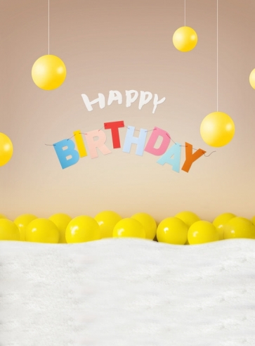 Yellow Balloon Kid Baby Girl And Boy Happy Birthday Party Backdrop Photography Background Prop