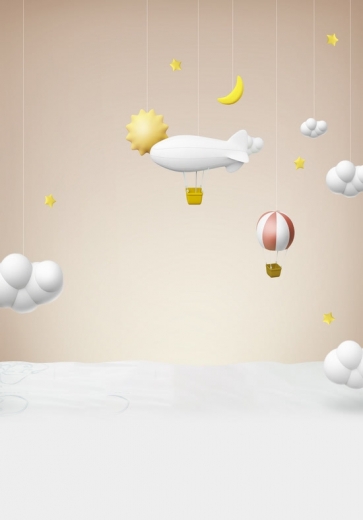 Hot Air Balloon Spaceship Newborn Girl And Boy Baby Shower Backdrop