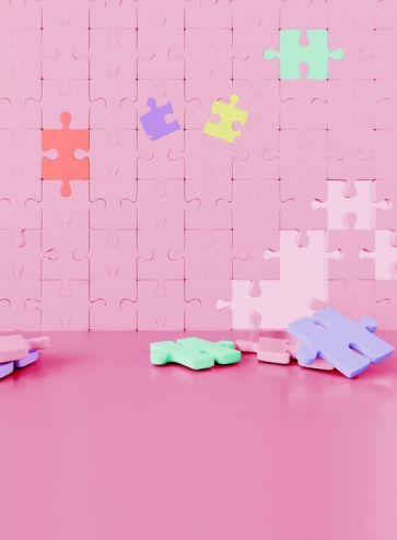 Pink Puzzle Theme Newborn Girl Baby Shower Happy Birthday Party Backdrop Prop