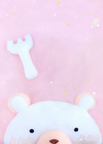 White Little Bear Pink Wall Background Princess Baby Shower Backdrop Prop