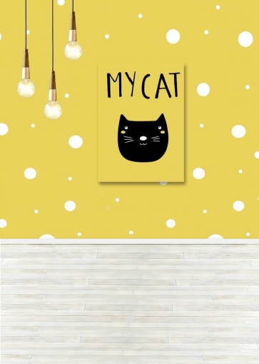 My Cat Theme Wood Floor Party Backdrop Studio Portrait Photography Background Prop