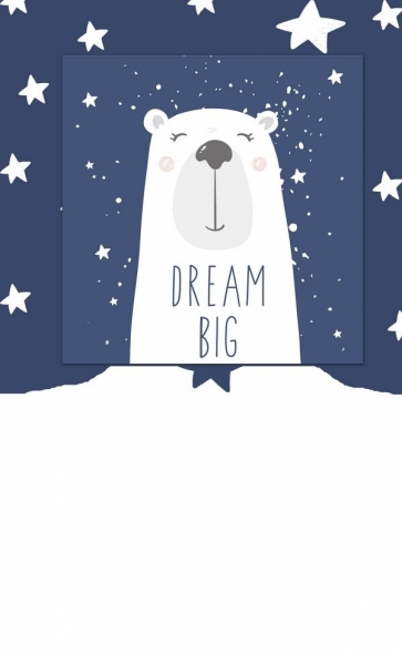 Dream Big Cartoon Polar Bear Wall Backdrop Studio Portrait Photography Background Prop