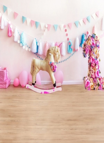Unicorn Trojan Baby Girl First 1 Year Old Happy 1st Birthday Party Backdrop
