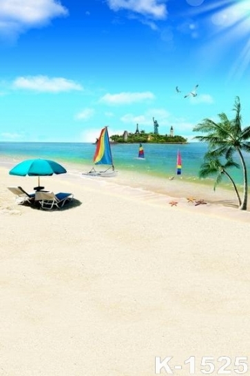 Summer Vacation Sunny Day Leisure Chair Sandy Beach Seaside Backdrops for Photography