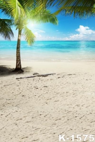 Sunny Day Coconut Tree Blue Sky Seaside Beach Photo Backdrops