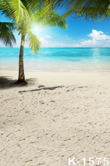 Sunny Day Coconut Tree Blue Sky Seaside Beach Photo Backdrops