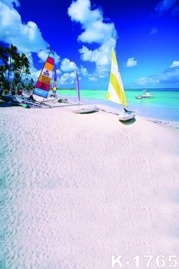 Summer Holiday Blue Sky White Sandy Beach Photo Wall Backdrop