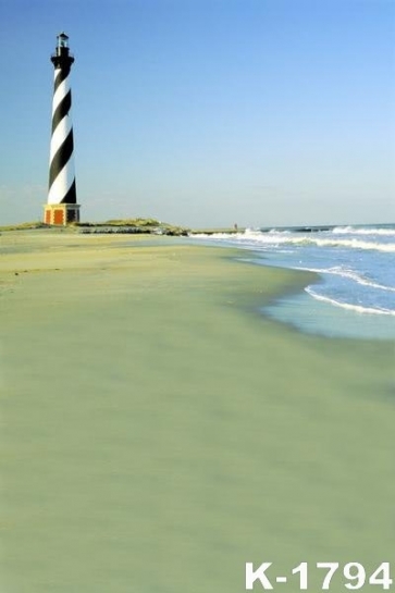 Black White Striped Control Tower Seaside Beach Photo Prop Background