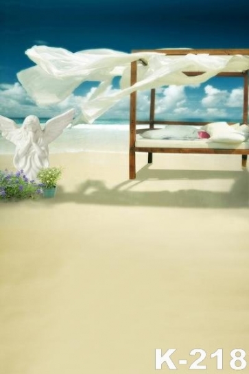 Summer Holiday White Bed Seaside Beach Wedding Backdrop