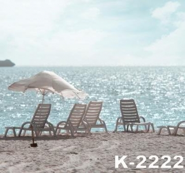 Summer Vacation Leisure Chairs by Seaside Beach Photo Backdrops