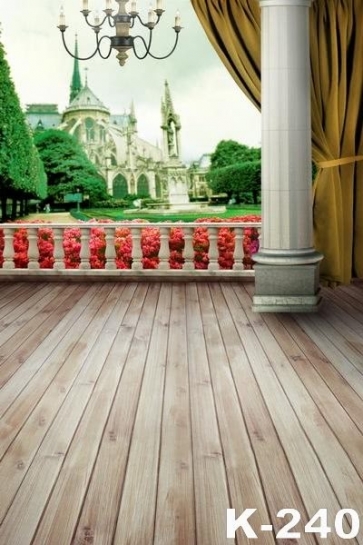 Wood Floor in Court Palace Scenic Painted Photography Backdrops