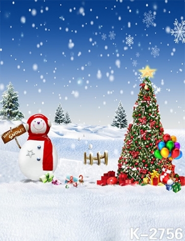 Christmas Tree Snowman Balloon Photo Background Christmas Photography Backdrops