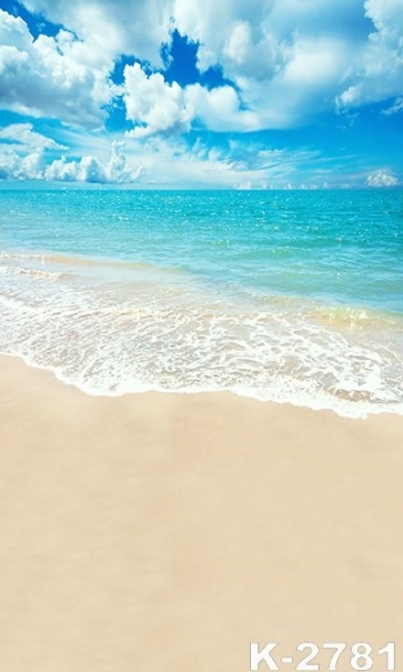 Scenic Blue Sky White Clouds Sea Beach Background Drops for Photography