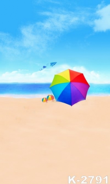 Rainbow Color Umbrella by Seaside Painted Photography Backdrops