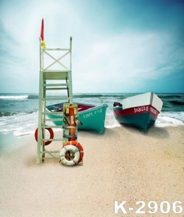 Scenic Boats by Seaside Beach Backdrop Background for Photography