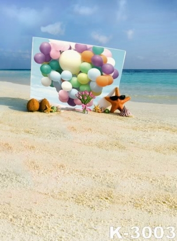 Lovely Colorful Balloons Backdrops by Seaside Beach Photo Background