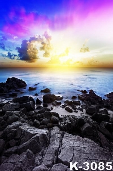 Purple Sunset Glow Sunset Rocks Scenic Backdrop Background for Photography