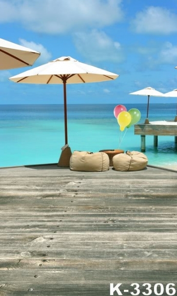 Summer Holiday Seaside Shelter Balloons Photography Background Props