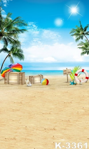 Summer Holiday Green Coconut Trees Beach Photographic Backdrops