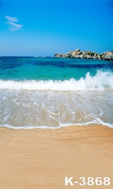  Attractive Fashion Sea Water Spray Gold Beach Backdrop