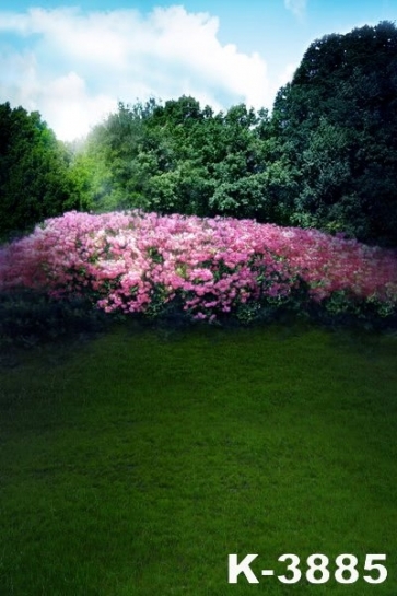 Green Grassland Trees Flowers Garden Photography Background Props
