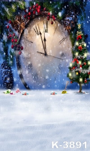 Christmas Tree Countdown Clock Watch Gift Box Snowflakes Vinyl Photo Backdrops 