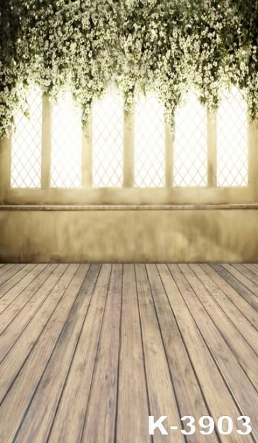 Indoor Plank Floor White Flowers Vinyl Wedding Photography Backdrops