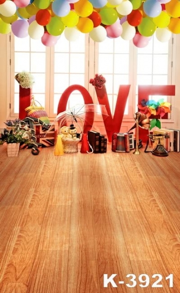  Wooden Floor Window Balloon Children Party Photography Vinyl Backdrops