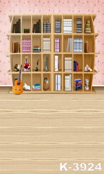  Wooden Floor Bookcase Photo Background Children Vinyl Backdrops