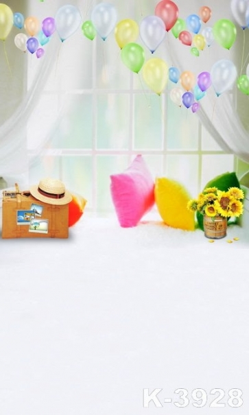 Balloon Window Suitcase Children Vinyl Backdrops Photo Background