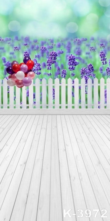 Lavender Balloon Wooden Floor Kid's Vinyl Stage Backdrop