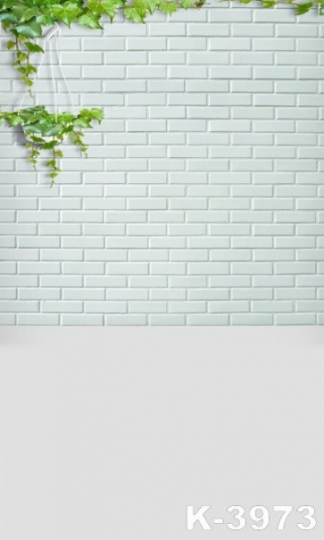  Creeping Plant White Brick Plain Wall Backdrops Custom Background 