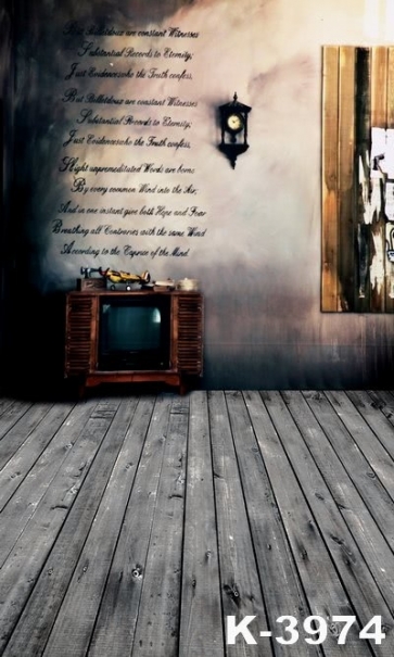 Retro Plank Floor Old TV Vinyl Wedding Photography Backdrops