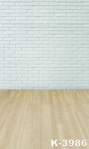 Wooden Floor White Brick Plain Wall Backdrops Custom Background