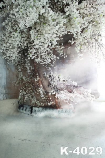 Dreamy White Flowers Tree Wedding Vinyl Photo Backdrops 
