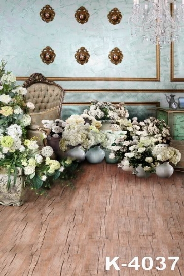 Indoor Living Room Flowers around Sofa Studio Wedding Photo Backdrops