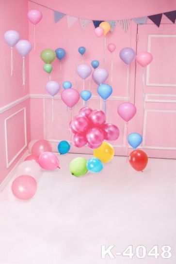 Romantic Colorful Balloons Pink House Indoor Wedding Vinyl Photography Backdrops