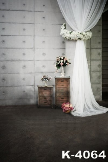 White Large Cylinder Garland Black Floor Wedding Photo Backdrops