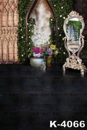 Retro British Style Mirror Black Floor Wedding Photo Backdrops