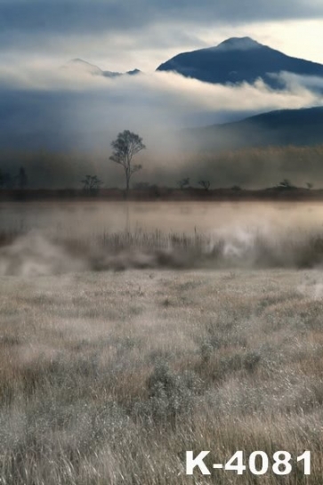 Cloudy Mountains Field Scenic Rustic Backdrops for Photography